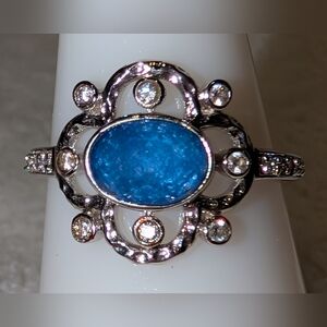 *BP #2850 Follow Your Dreams Genuine Lapis Quartz -Rhodium Ring Size 6 BRAND NEW